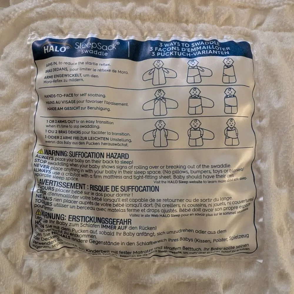 HALO Unisex Polyester Swaddle Newborn Cream Plushy Dot Velboa Wearable Blanket